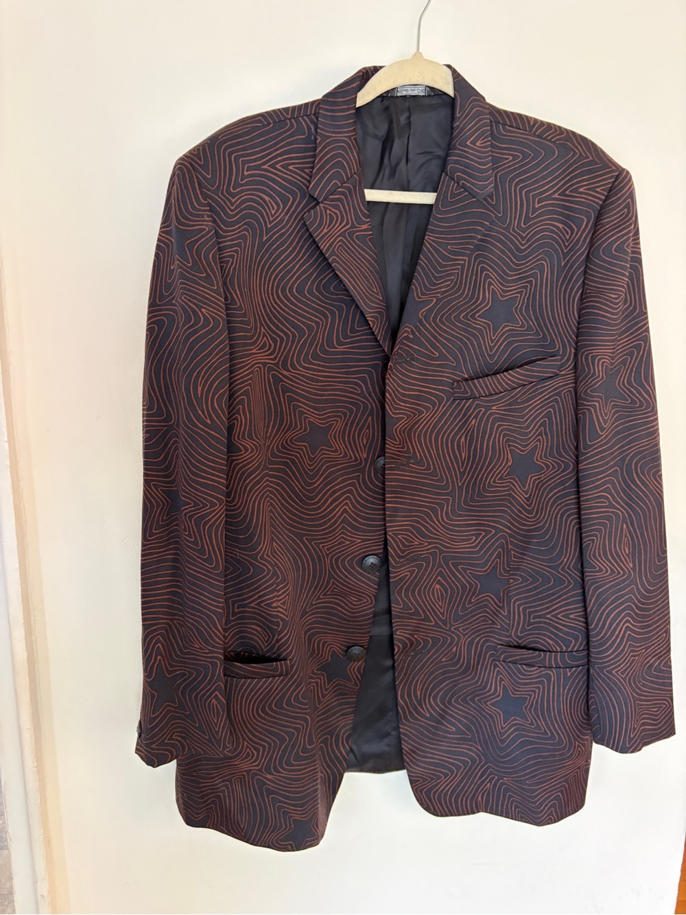 Versace Brown and Black Contour-Pattern Blazer